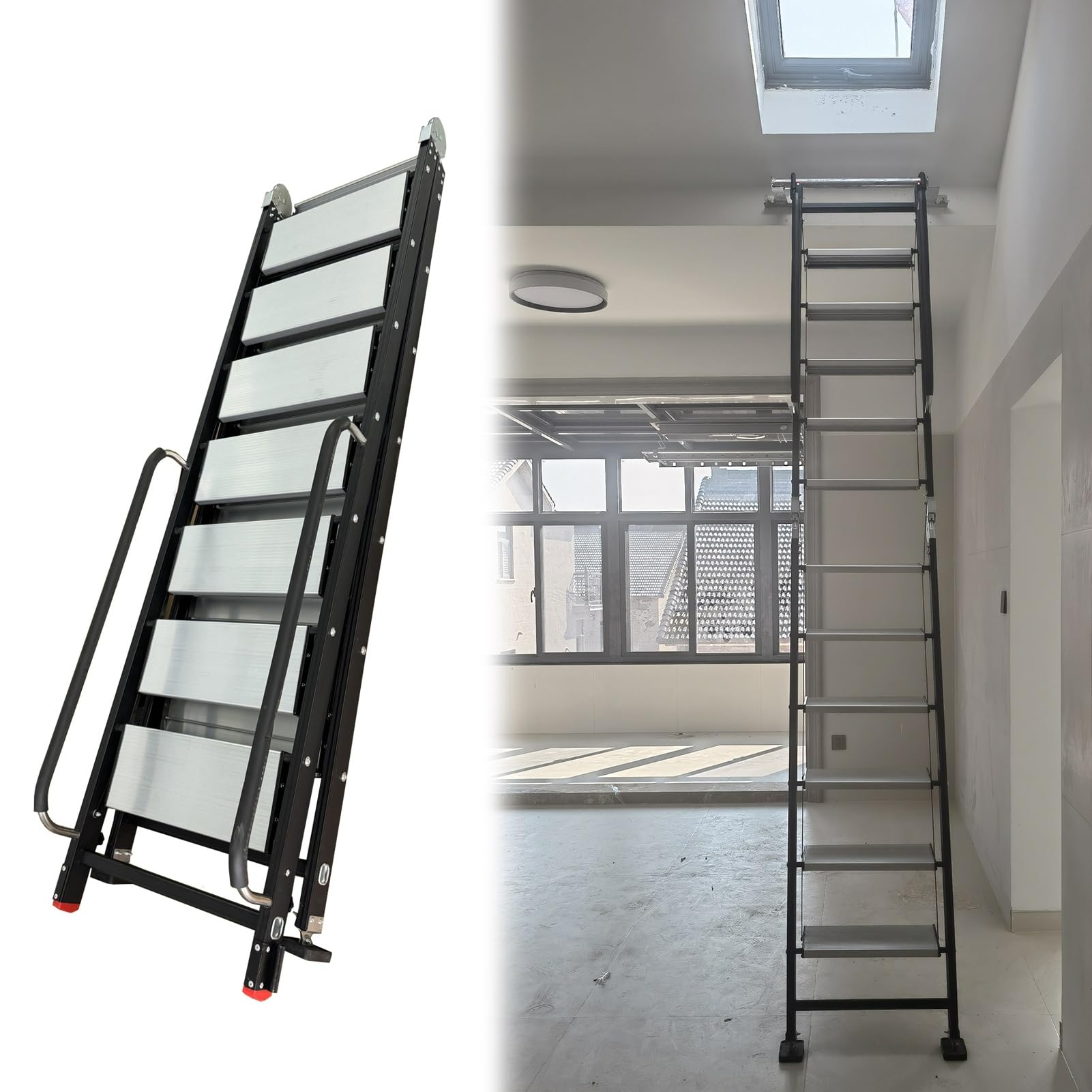 ※状態追記【EP】DETERMINATIONS　DOWN STAIRS ROCK Rainbow Star Series S2554 Steel Telescoping Attic Ladder